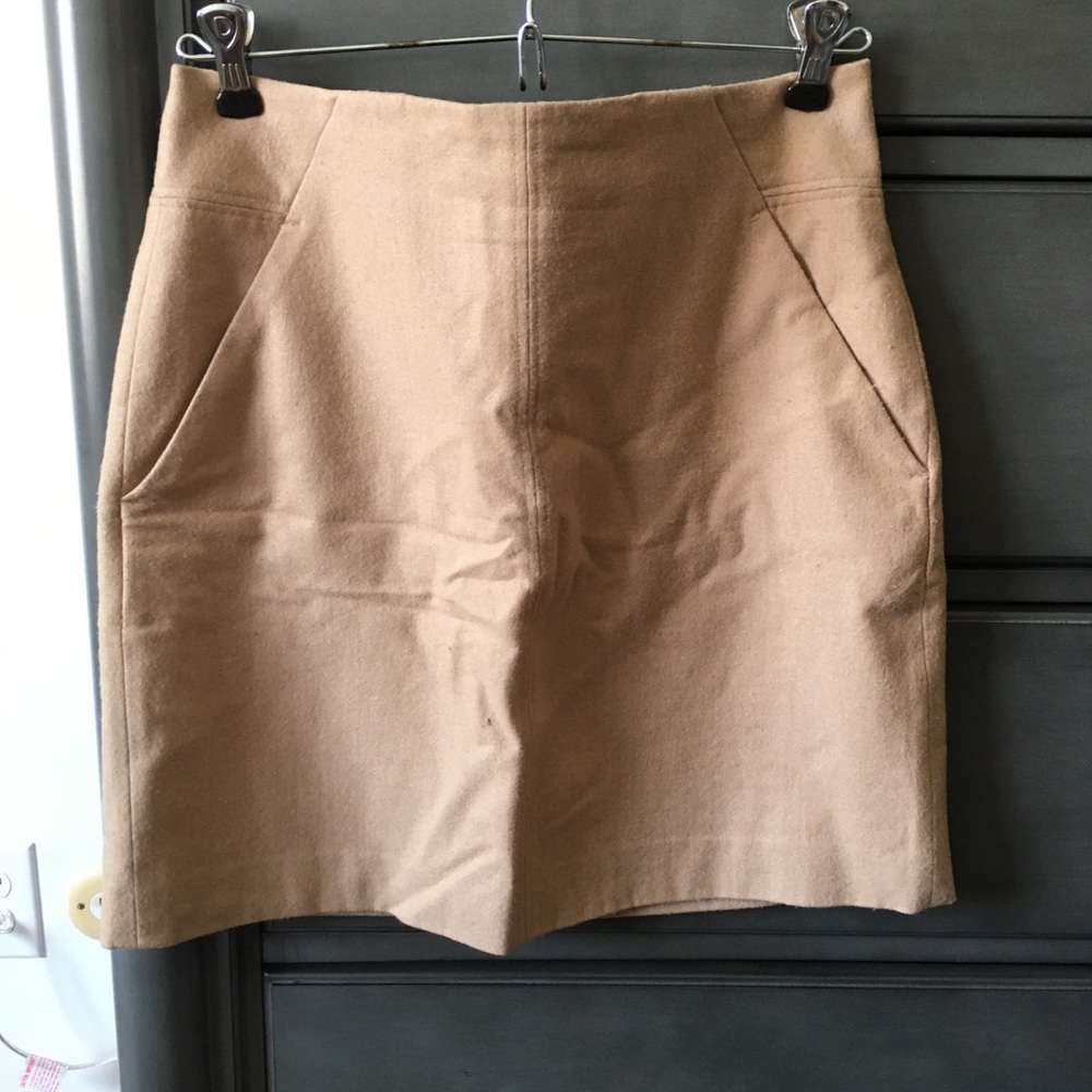LOFT camel color wool-blend mini skirt, size 2